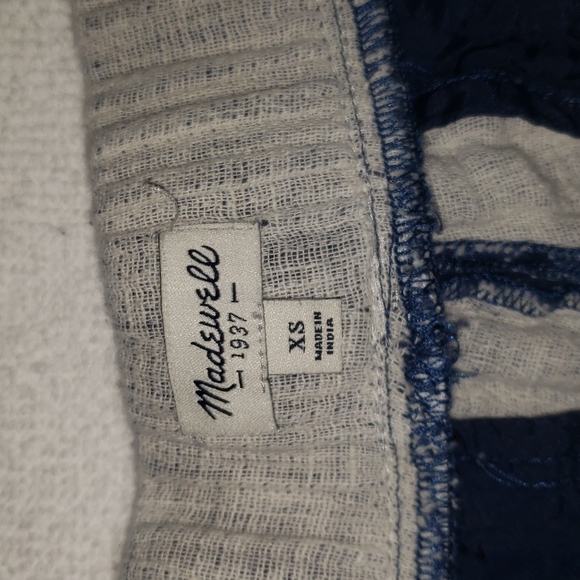 Madewell Blue Pull-On Tryout Cotton Linen Shorts | Sz. XS | Elastic Waist - Picture 3 of 7